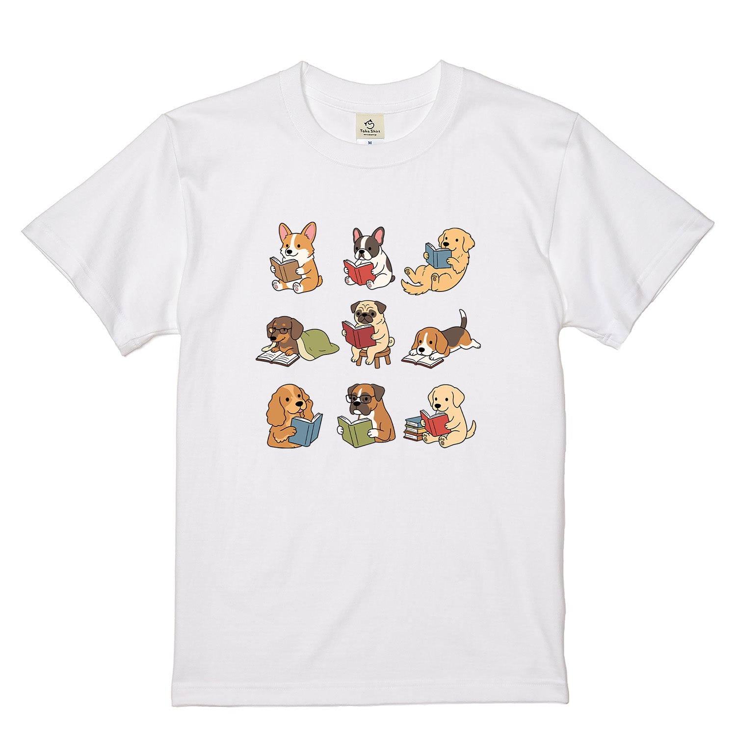 読書犬 キャンプ Tシャツ 犬好き 本好き アウトドア プレゼント